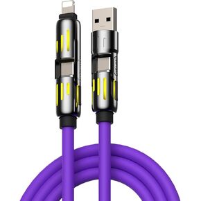 4-in-1 Multi USB Charging Cable -MAX 240W Fast Charging/Charger Cord with USB A+Type C for iPhone 16/15 14 13 iPad Samsung Galaxy MacBook iPad Tablets and More (Grey, 6.6Ft)