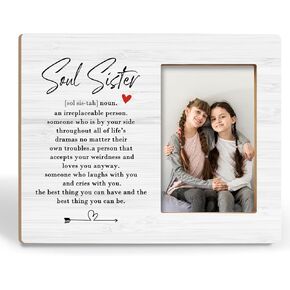 Soul Sister Picture Frames - Friendship Gifts for Friends Sister Coworker Women Photo Frame, Birthday Christmas Gifts for Women Bestie BFF Sisters 4x6 Picture Frame