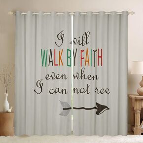 Swono Bible Verses Christian Quotes Curtains for Bedroom Living Room KidsArrow Print Blackout Curtains Tribal Cultural Darkening Dreapes Decor Light Green Window Treatments (2 Panels, 42 x 63 Inch)