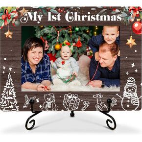 New Born Baby Christmas Picture Frame, ‘My 1st Christmas’ Photo Frame Fits 4x6 Picture, Christmas Decor, Christmas Ornaments, New Baby Christmas Gifts for Family, Friends, etc.(042)