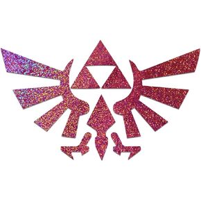 Zelda Inspired Wings Silhouette Sticker Vinyl Decal Notebook Car Window Laptop 5" x 3" (Pink Holographic)