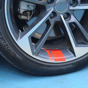 Car Wheel Rims Decal Stripes Hash Stripe Stickers Wheel Hub Stickers for 18"- 21" Wheels, 12Pcs, Red