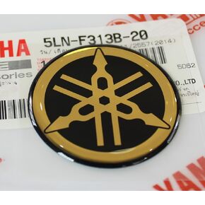 Yamaha 5LN-F313B-20 - Genuine 40MM Diameter Yamaha Tuning Fork Decal Sticker Emblem Logo Black/Gold Raised Domed Gel Resin Self Adhesive Motorcycle/Jet Ski/ATV/Snowmobile