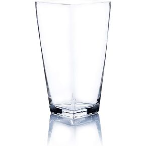 WGV Tapered Glass Vase, Width 5", Height 10", (Multiple Sizes Choices) Clear Taper Down Block Floral Planter Bouquet Centerpiece for Wedding Event Home Decor, 1 Piece (VTB0510)