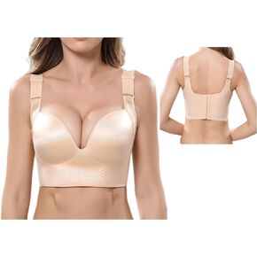 Womens Deep Cup Bras Full Back Incorporated Coverage Hides Back Fat Bra with Shapewear