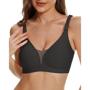 Mesh Bras for Women No Underwire Deep V Neck Push Up Bra Seamless Breathable Bra Plunge Bralette Everyday Bras