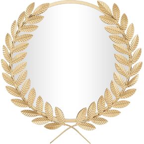 CosmoLiving by Cosmopolitan Metal Leaf Room Wall Mirror Entryway Mirror, Wall Mounted Mirror 23" x 2" x 23", Gold