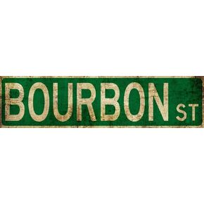 Vintage Bourbon St Street Sign Rustic Aluminium Metal Tin Sign 4x16 Inch Home Poster Bar Pub Decor
