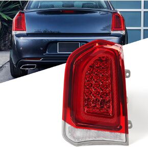 FIONE Full LED Tail Lights Compatible with Chrysler 300/300C 2015-2023 Sedan 4Dr Factory Style Black Trim Tail Light Rear Brake Lamp Replacement Left Driver Side LH