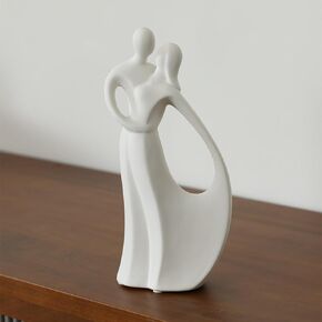 White Lovers Statue Figurine Gift for Wedding, Anniversary and Valentine's Day, Home Decor Dance Couple Sculpture for Shelves and Living Room