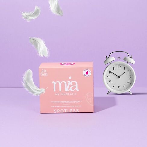 Mia Overnight Sanitary Pads for Women 20 Count 330mm Organic Cotton Top Sheet Leak-Proof Ultra-Soft Napkin Absorbent Chlorine-Free Fragrance-Free Heavy Flow Locking Technology for Overnight Protection in Saudi Arabia