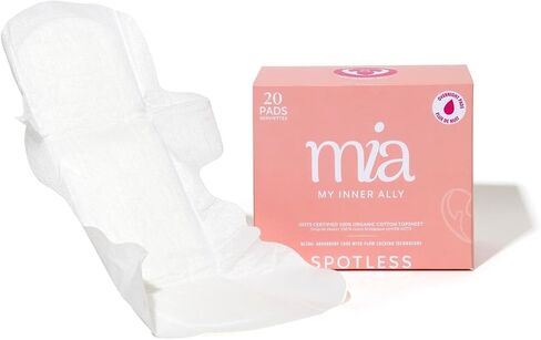Mia Overnight Sanitary Pads for Women 20 Count 330mm Organic Cotton Top Sheet Leak-Proof Ultra-Soft Napkin Absorbent Chlorine-Free Fragrance-Free Heavy Flow Locking Technology for Overnight Protection in Saudi Arabia
