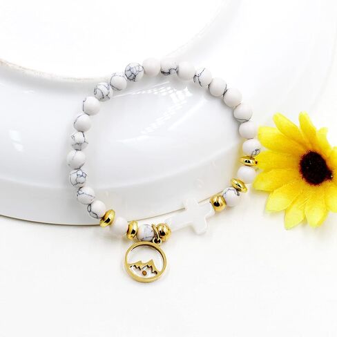 Uloveido Stone Cross and Mustard Seed Religious Bracelet, Stainless Steel Faith Jewelry for Christian, Christmas Gift in Kuwait