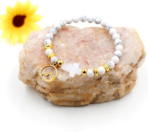 Uloveido Stone Cross and Mustard Seed Religious Bracelet, Stainless Steel Faith Jewelry for Christian, Christmas Gift in Kuwait