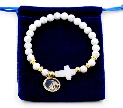 Uloveido Stone Cross and Mustard Seed Religious Bracelet, Stainless Steel Faith Jewelry for Christian, Christmas Gift in Kuwait