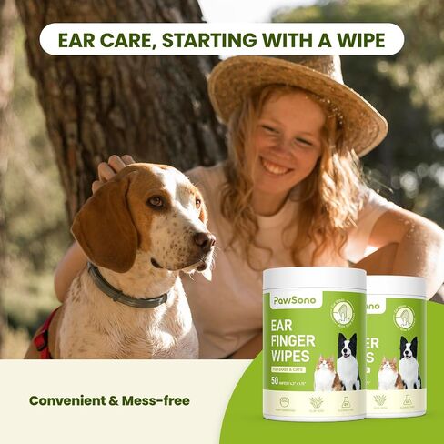 Ear Finger Wipes for Dogs & Cats, Thicker Dog Ear Cat Ear Wipes, Natural Relief Cat Ear Cleaner Dog, Effectively Remove Ear Wax for Dog Kitten Rabbit, Fresh Aloe Scent Deodorizing, 50 Count in Saudi Arabia