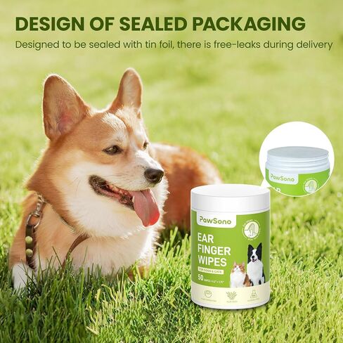 Ear Finger Wipes for Dogs & Cats, Thicker Dog Ear Cat Ear Wipes, Natural Relief Cat Ear Cleaner Dog, Effectively Remove Ear Wax for Dog Kitten Rabbit, Fresh Aloe Scent Deodorizing, 50 Count in Saudi Arabia