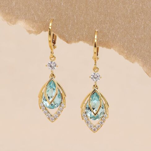Gold Crystal Teardrop Dangle Hoop Earrings for Woman, Sparkly Statement Rhinestone Drop Dangling Huggie Earing Prom Wedding Accessories Fashion Jewelry Bridal Gifts in Saudi Arabia