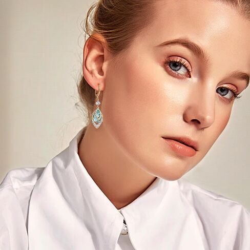 Gold Crystal Teardrop Dangle Hoop Earrings for Woman, Sparkly Statement Rhinestone Drop Dangling Huggie Earing Prom Wedding Accessories Fashion Jewelry Bridal Gifts in Saudi Arabia