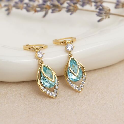 Gold Crystal Teardrop Dangle Hoop Earrings for Woman, Sparkly Statement Rhinestone Drop Dangling Huggie Earing Prom Wedding Accessories Fashion Jewelry Bridal Gifts in Saudi Arabia