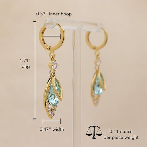 Gold Crystal Teardrop Dangle Hoop Earrings for Woman, Sparkly Statement Rhinestone Drop Dangling Huggie Earing Prom Wedding Accessories Fashion Jewelry Bridal Gifts in Saudi Arabia