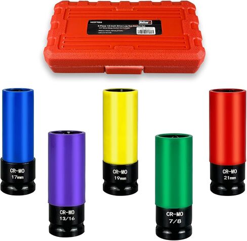4-Piece 1/2" Drive Wheel Protector Impact Socket Set, Non-Marring Protective Wheel Lug Nut Impact Socket Set, includes sizes 17mm, 19mm, 21mm, and 22mm in Saudi Arabia