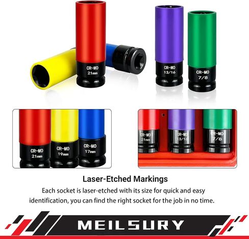 4-Piece 1/2" Drive Wheel Protector Impact Socket Set, Non-Marring Protective Wheel Lug Nut Impact Socket Set, includes sizes 17mm, 19mm, 21mm, and 22mm in Saudi Arabia