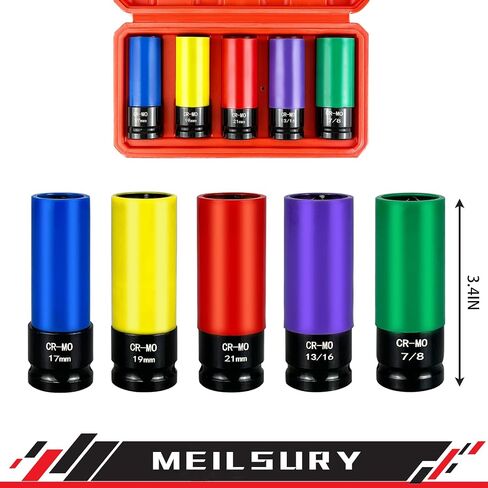 4-Piece 1/2" Drive Wheel Protector Impact Socket Set, Non-Marring Protective Wheel Lug Nut Impact Socket Set, includes sizes 17mm, 19mm, 21mm, and 22mm in Saudi Arabia