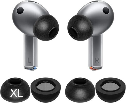 Galaxy Buds 3 Pro Memory Foam Tips Earbud, 4 Pairs Replacement Comfortable No Silicone Pain Noise Isolation Earbuds Accessories Compatible with Samsung Galaxy Buds 3 Pro - Black S/M/L/XL in Kuwait