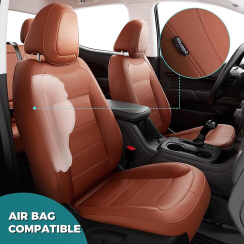 Seat Covers for Chevy Colorado, Fit for 2014-2022 Colorado Crew Cab Extends Cab Z71 LT ZR2 Work Truck, Leather Car Seat Covers Full Set Waterproof (Brown) Only Front Seat in Kuwait