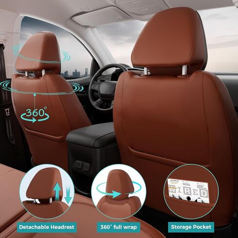 Seat Covers for Chevy Colorado, Fit for 2014-2022 Colorado Crew Cab Extends Cab Z71 LT ZR2 Work Truck, Leather Car Seat Covers Full Set Waterproof (Brown) Only Front Seat in Kuwait