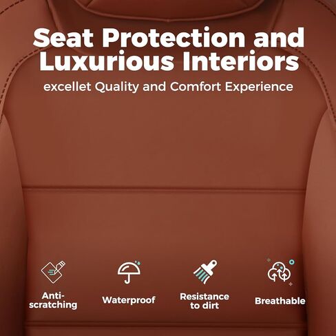 Seat Covers for Chevy Colorado, Fit for 2014-2022 Colorado Crew Cab Extends Cab Z71 LT ZR2 Work Truck, Leather Car Seat Covers Full Set Waterproof (Brown) Only Front Seat in Kuwait