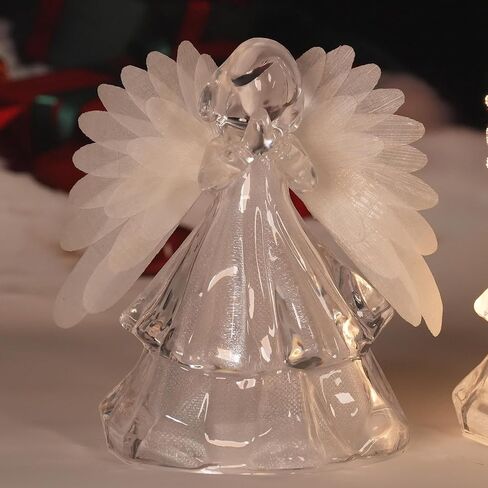 2 Pcs Light up Angel Figurines with Fiber Optic Wings, Trumpet Praying Angel Lights Statue Christmas Decorative Battery Operated Angels Snow Globe Mini Night Light for Bedroom Holiday Ornaments in Saudi Arabia