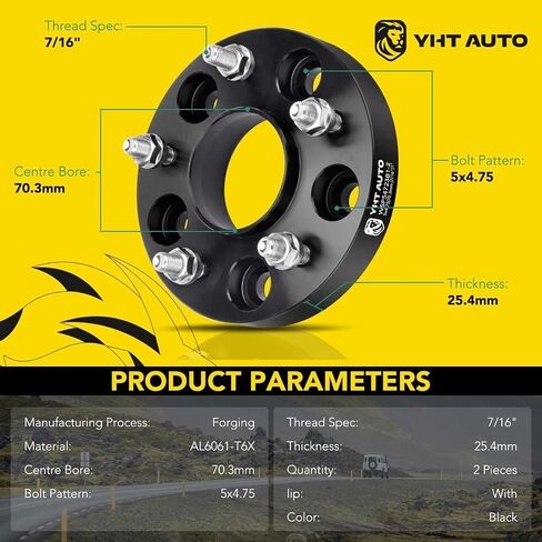 YHTAUTO 5x4.75 Wheel Spacers 1 Inch Compatible with 1955-1989 Chevrolet, Buick, Oldsmobile Models Tire Spacers w/ 7/16 Inch & 12.9 Grade Studs, 70.3mm Hub Bore 5 Lug 4PCS Black Wheel Adapter in Saudi Arabia