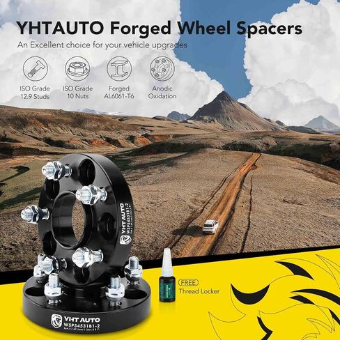 YHTAUTO 5x4.5 inch Hub Centric Wheel Spacers 1 Inch Compatible with Ford, Jeep MK, Kia, Hyundai, Mitsubishi-Tacoma, 200, Sebring, Milan 5x114.3 mm Tire Spacers M12x1.5 Studs 67.1 mm Hub Bore 4PCS in Saudi Arabia