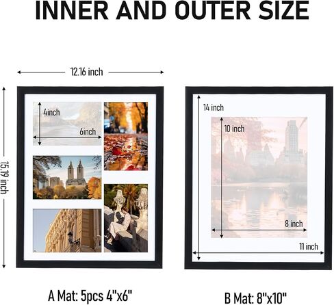 مجموعة إطارات صور TWING مقاس 8 × 10 مكونة من 10 قطع، صور عرض على سطح الطاولة 4 × 6 و5 × 7 مع حصيرة أو 8 × 10 بدون حصيرة، إطارات صور معلقة على الحائط، أسود in Saudi Arabia