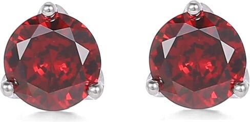 925 Sterling Silver Simulated Gemstone Birthstone Stud Earrings for Women, 1 ct and 6.5 mm in Kuwait