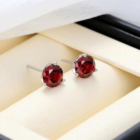 925 Sterling Silver Simulated Gemstone Birthstone Stud Earrings for Women, 1 ct and 6.5 mm in Kuwait