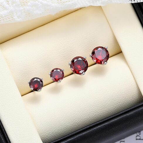 925 Sterling Silver Simulated Gemstone Birthstone Stud Earrings for Women, 1 ct and 6.5 mm in Kuwait