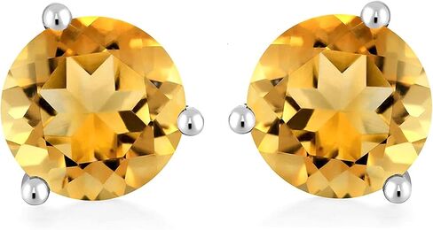925 Sterling Silver Simulated Gemstone Birthstone Stud Earrings for Women, 1 ct and 6.5 mm in Kuwait