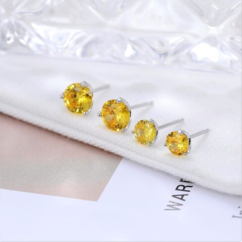 925 Sterling Silver Simulated Gemstone Birthstone Stud Earrings for Women, 1 ct and 6.5 mm in Kuwait