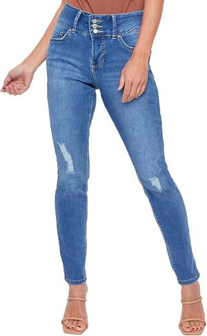 Royalty For Me Womens YMI Jeans Women's Essential 3 Button High Rise Skinny Jean with Functional Front Pockets in Saudi Arabia