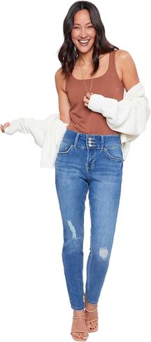 Royalty For Me Womens YMI Jeans Women's Essential 3 Button High Rise Skinny Jean with Functional Front Pockets in Saudi Arabia