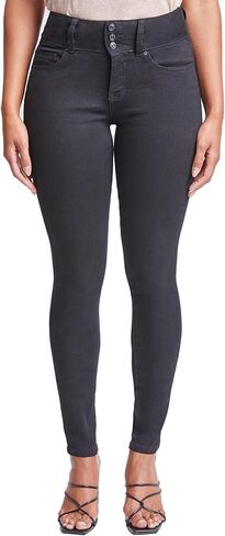 بنطلون جينز نسائي YMI من Royalty For Me مكون من 3 أزرار أساسية مرتفع الارتفاع مع جيوب أمامية عملية in Kuwait