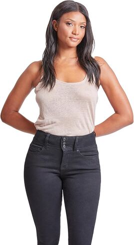 بنطلون جينز نسائي YMI من Royalty For Me مكون من 3 أزرار أساسية مرتفع الارتفاع مع جيوب أمامية عملية in Kuwait