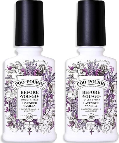 Poo-Pourri Before-You-Go Toilet Spray, Lavender Vanilla, Refill Bottle 9 Fl Oz 2 Pack- Lavender Vanilla and Citrus in Saudi Arabia