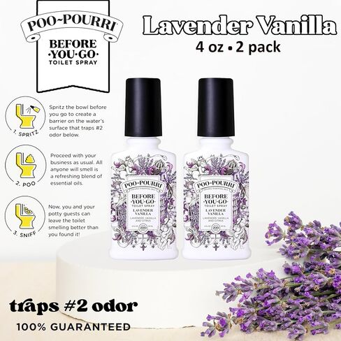 Poo-Pourri Before-You-Go Toilet Spray, Lavender Vanilla, Refill Bottle 9 Fl Oz 2 Pack- Lavender Vanilla and Citrus in Saudi Arabia