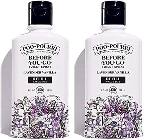 Poo-Pourri Before-You-Go Toilet Spray, Lavender Vanilla, Refill Bottle 9 Fl Oz 2 Pack- Lavender Vanilla and Citrus in Saudi Arabia
