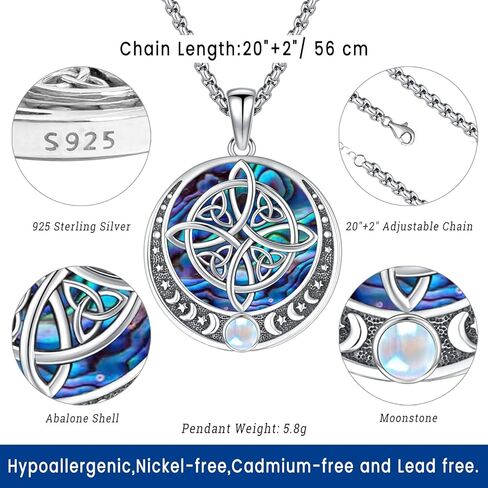 Eusense Nudo De Bruja Plata 925 Original Witch Knot Necklace for Women Men Sterling Silver Witches Knot Pendant Witchcraft Wiccan Jewelry in Kuwait