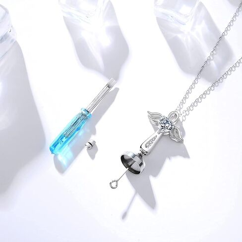 YLT 925 Sterling Silver Angel Wings Cremation Jewelry for Ashes Keepsake Memorial Cross Urn Pendant Necklace for Women Men in Kuwait